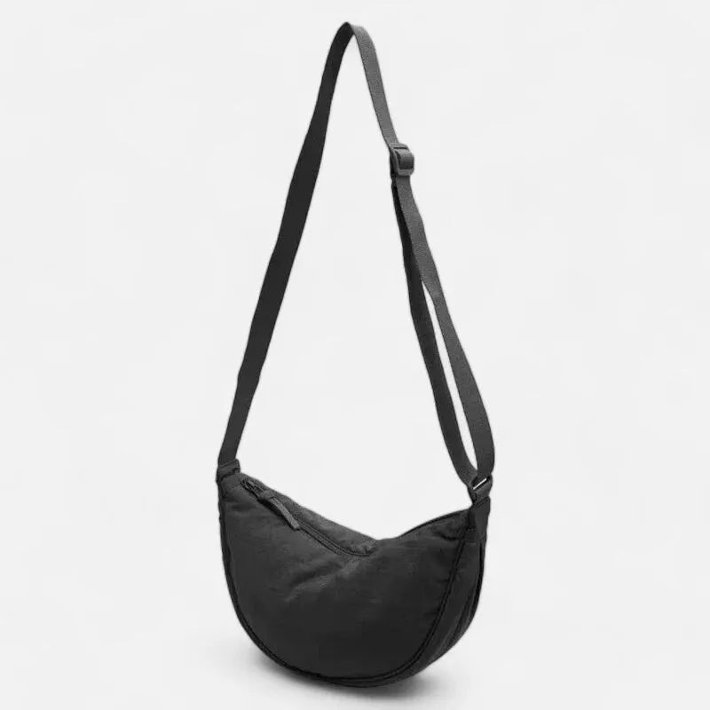 Sac à main banane demi-lune en tissu tendance Émilienne - Noir - image 1