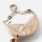 Sac à main banane demi-lune en tissu tendance Lucienne - Beige - image 1