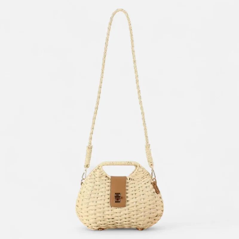 Sac à main bandoulière en paille avec fermoir doré Anaïs - image 11