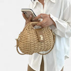 Sac à main bandoulière en paille avec fermoir doré Anaïs - image 4