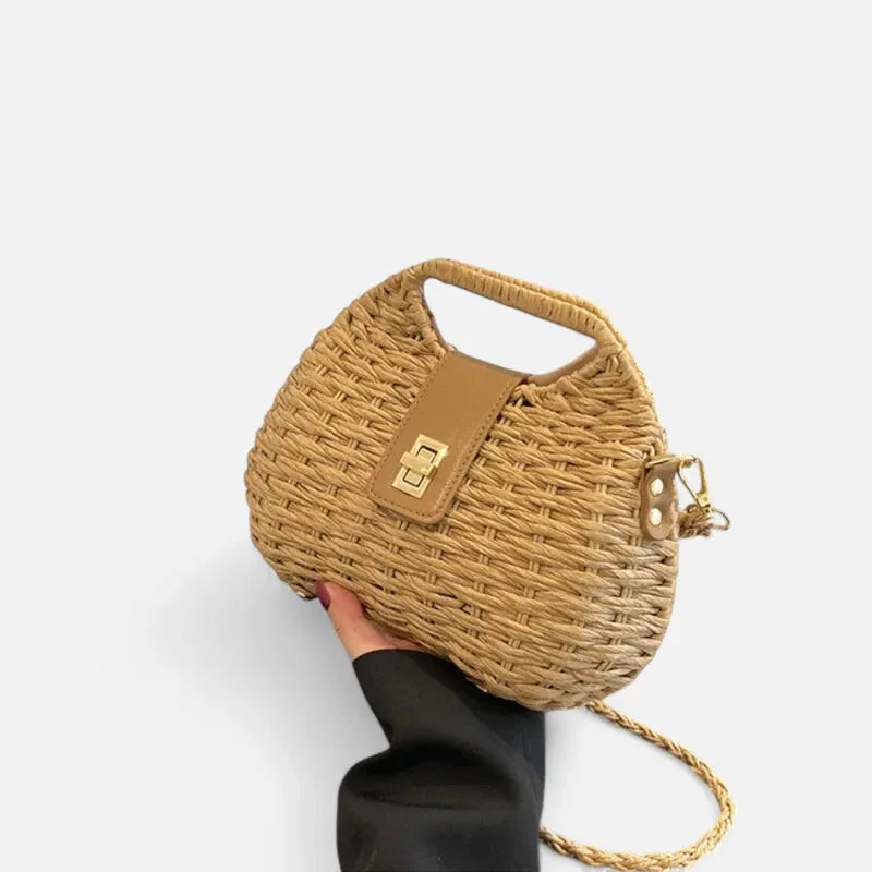 Sac à main bandoulière en paille avec fermoir doré Anaïs - image 6