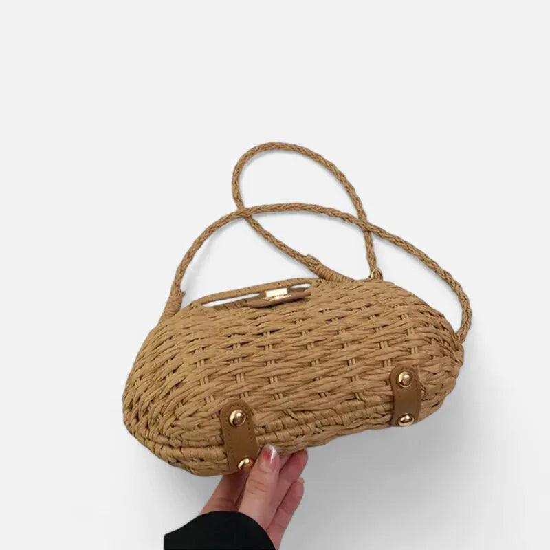 Sac à main bandoulière en paille avec fermoir doré Anaïs - image 8