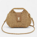 Sac à main bandoulière en paille avec fermoir doré Anaïs - Marron clair - image 1