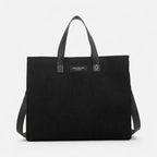 Sac à main cabas bandoulière en velours côtelé Amandine - Noir - image 1