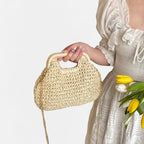 Sac à main en paille avec bandoulière en chaîne dorée Iris - image 2