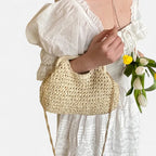Sac à main en paille avec bandoulière en chaîne dorée Iris - image 6