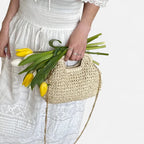 Sac à main en paille avec bandoulière en chaîne dorée Iris - image 8