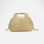 Sac à main en paille avec bandoulière en chaîne dorée Iris - Beige - image 1