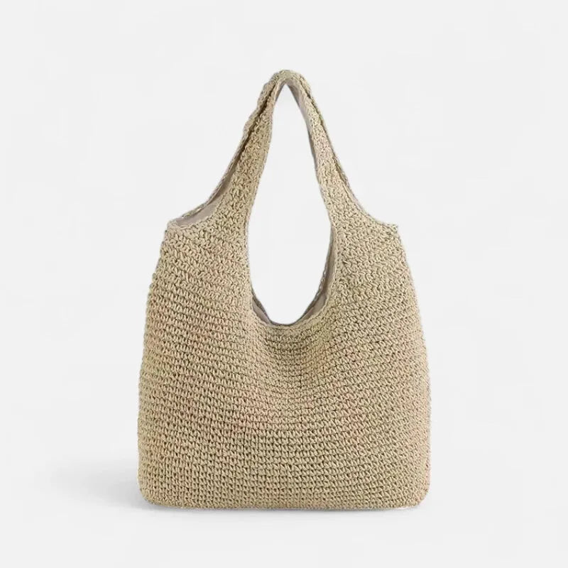 Sac à main hobo en paille Inès - Beige - image 3