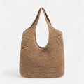 Sac à main hobo en paille Inès - Marron clair - image 1
