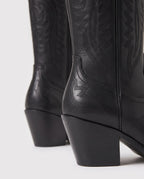 Bottes santiags hautes brodées effet cuir huilé Régine — Noir, packshot vue complémentaire