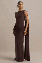 Robe longue Éléonore marron, vue produit 4