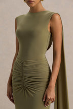 Robe longue Éléonore vert kaki, vue produit 5
