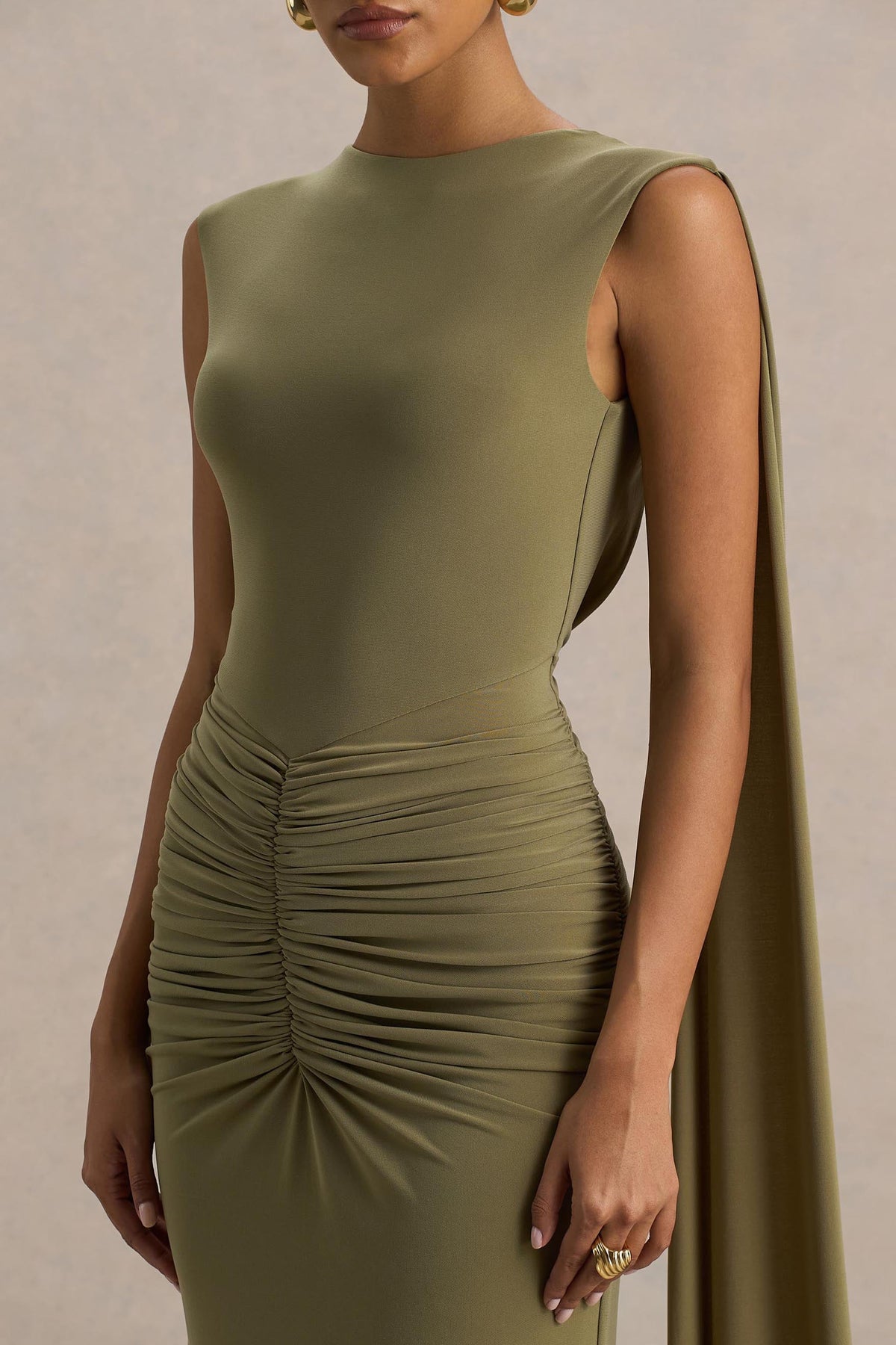 Robe longue Éléonore vert kaki, vue produit 5