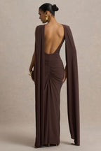 Robe longue Éléonore marron, vue principale