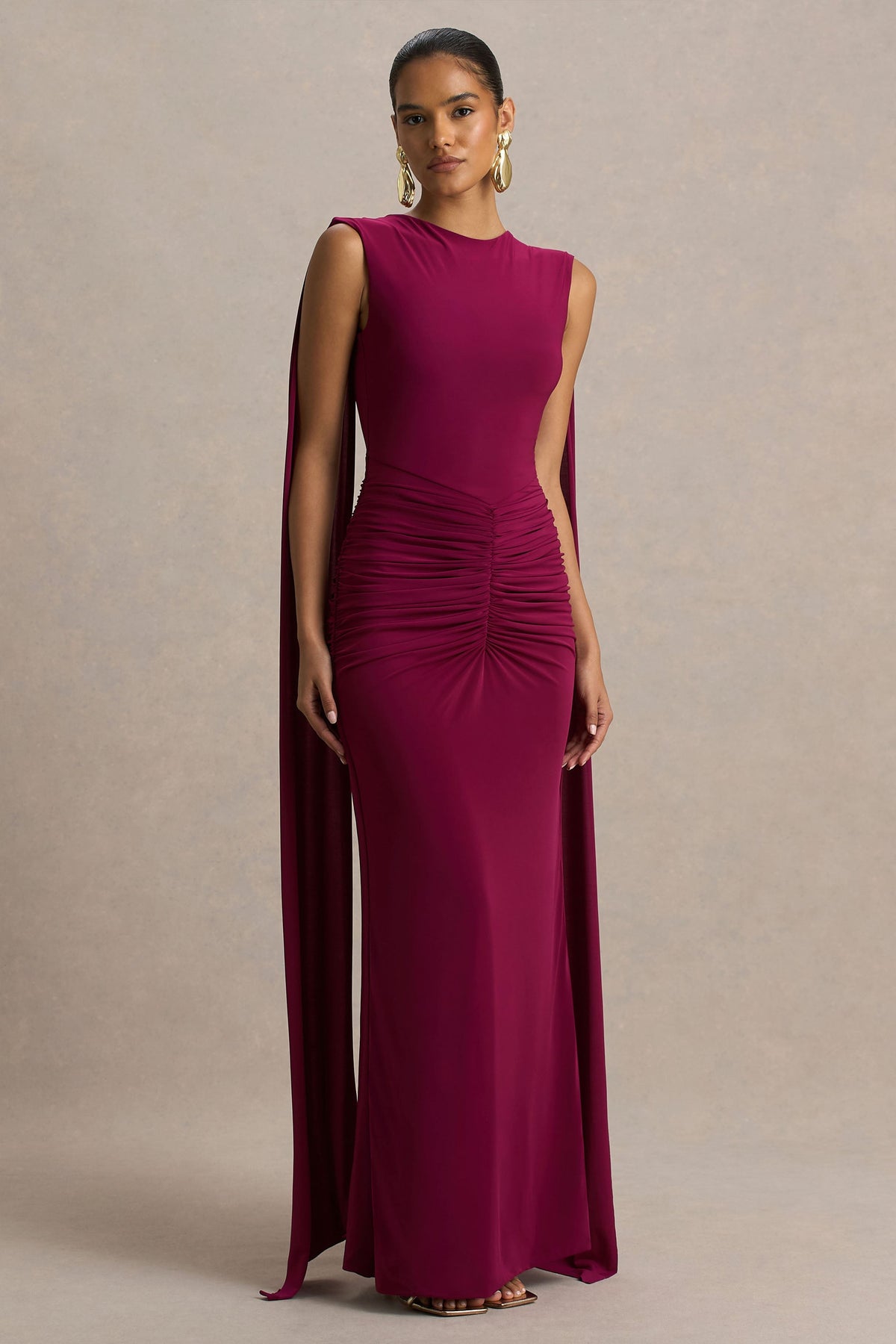 Robe longue Éléonore bordeaux, vue produit 2