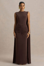 Robe longue Éléonore marron, vue produit 5