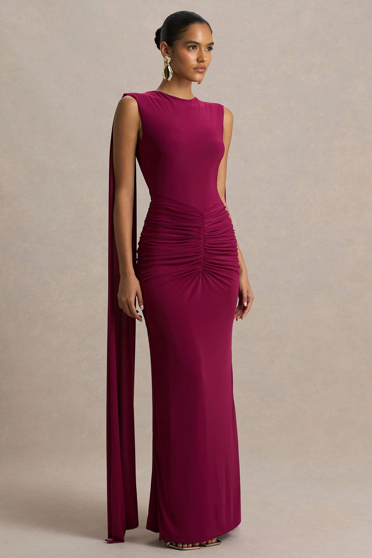 Robe longue Éléonore bordeaux, vue produit 4