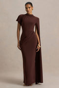 Robe longue Isabeau chocolat, vue principale