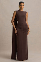 Robe longue Éléonore marron, vue produit 2