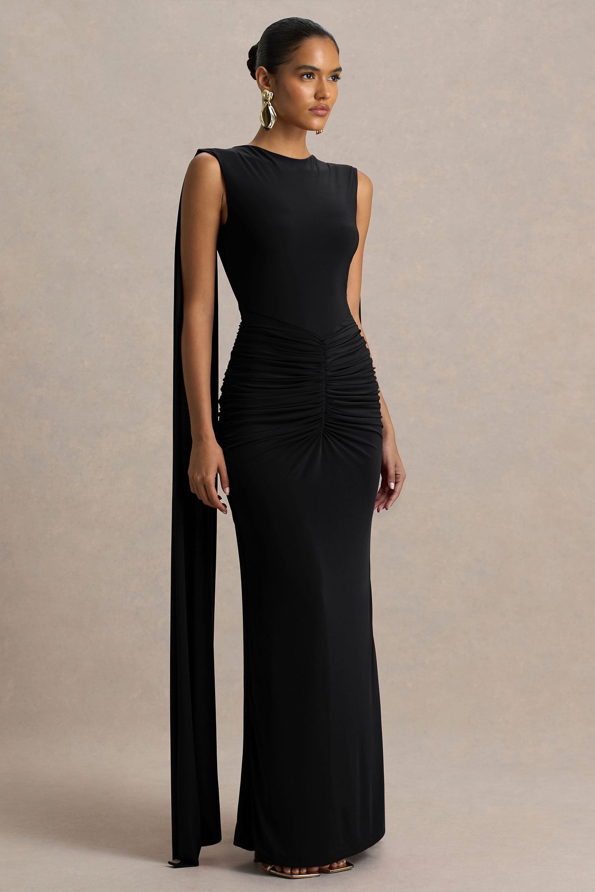 Robe longue Éléonore noir, vue produit 2