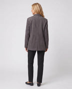 Veste-blazer en suédine gris anthracite Eugénie, vue de dos en studio