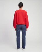 Veste zippée sans col en maille rouge Capucine, vue de dos en studio